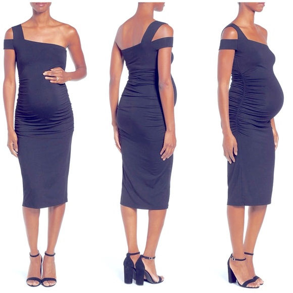 Navy Blue One Shoulder Maternity Dress XS - Picture 1 of 4
